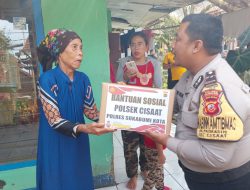 Bakti Sosial, Polsek Cisaat Berikan Sembako Kepada Masyarakat Kurang Mampu