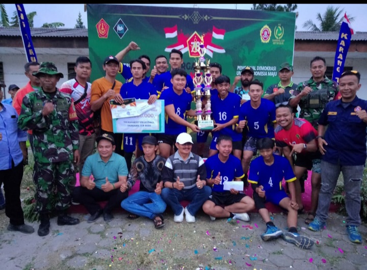 Tim Bola Volly Desa Cibalung Tampil Perkasa, Libas Tim Favorit Juara Desa Srogol 3 – 2