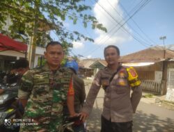 Sinergitas TNI Polri Babinkamtibmas Polsek Cisaat dan Babinsa menjaga Kamtibmas