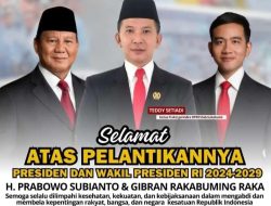 Teddy Setiadi Ketua Praksi Grindra DPRD Sukabumi Ucapkan Selamat atas dilantiknya Prabowo Subianto dan Gibran Rakabuming Raka Sebagai Presiden Dan Wakil Presiden RI ke 14