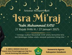 Kementrian Agama Kabupaten Sukabumi, H. Abdul Manan Mengucapakan Selamat Memperingati Isra Miraj 1446 H