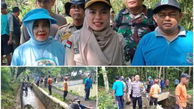 Forkopimcam Purwaharja dan  Warga Gotong Royong Bersihkan Saluran Irigasi Cicapar