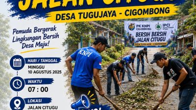 Sambut HUT RI KE 81, PK KNPI Cigombong Bersama Ikatan Pemuda Citugu (IPCI) Gelar Bersih Bersih