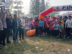 Ribuan Warga meriahkan Jalan Sehat Hari Jadi Desa Muara Jaya ke 41 Sekaligus HUT RI KE 81 di Lapangan Sepak Bola Lebak Pari