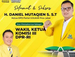 Wawan Hikal Kurdi Ketua DPD Partai Golkar Kab Bogor Ucapkan Selamat atas Ditetapkannya H,Daniel Mutaqien Syarifudin .ST Sebagai Wakil Ketua Komisi III DPR RI